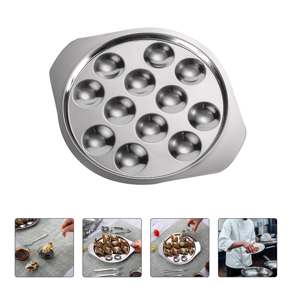 2 Pz Piatto Di Lumache Piatto Porta Ostriche Teglia Per Uova Da Portata Di Ostriche Padella Teglia Da Forno Di Polpo Escargot Pallet Acciaio Inossidabile Scomparto Francia