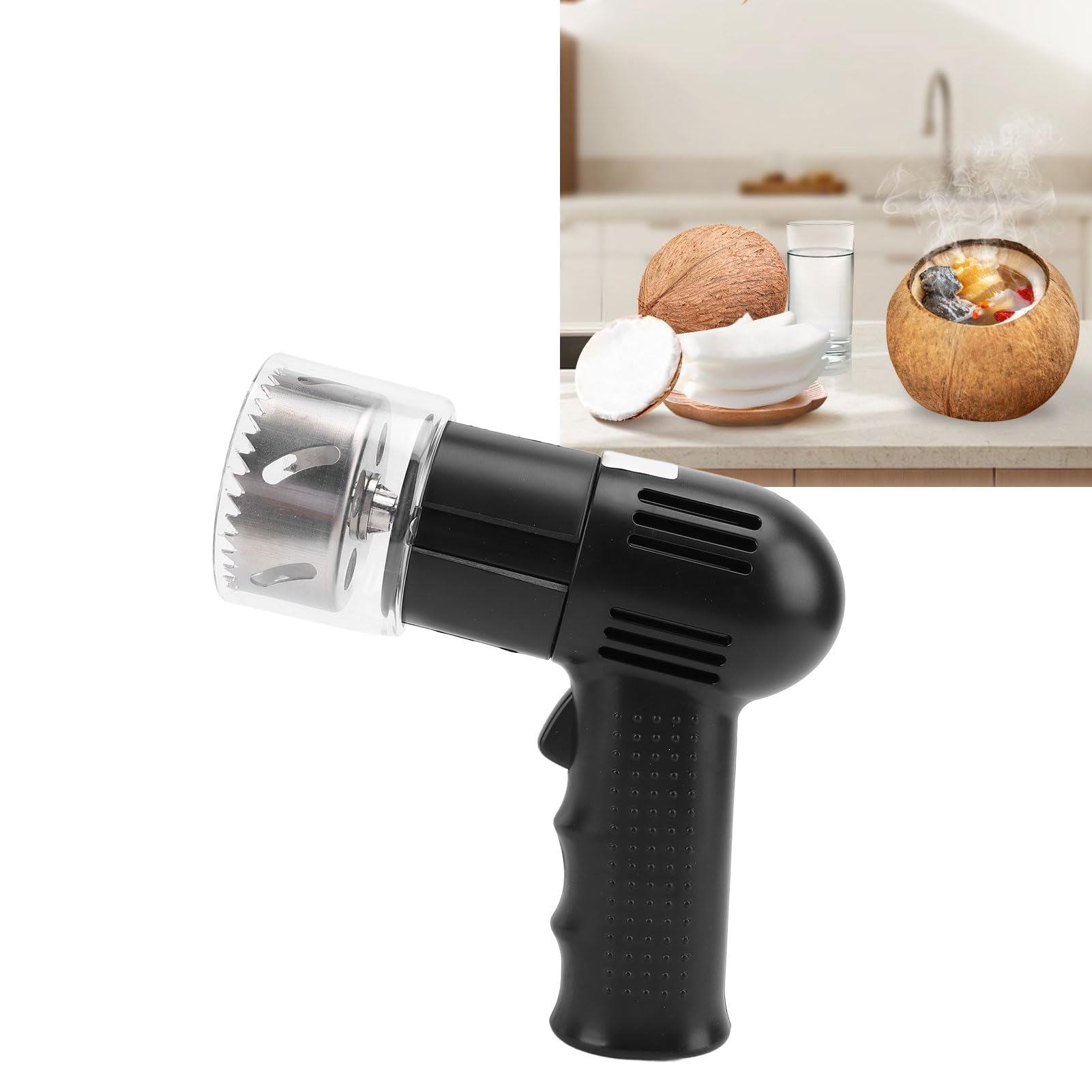 Apriscatole Elettrico per Cocco, Perforatore Automatico per Cocco in Acciaio Inossidabile 2000mAh Dispositivo di Apertura Rapida Ricaricabile Risparmia Lavoro Gadget da per la (Nera)