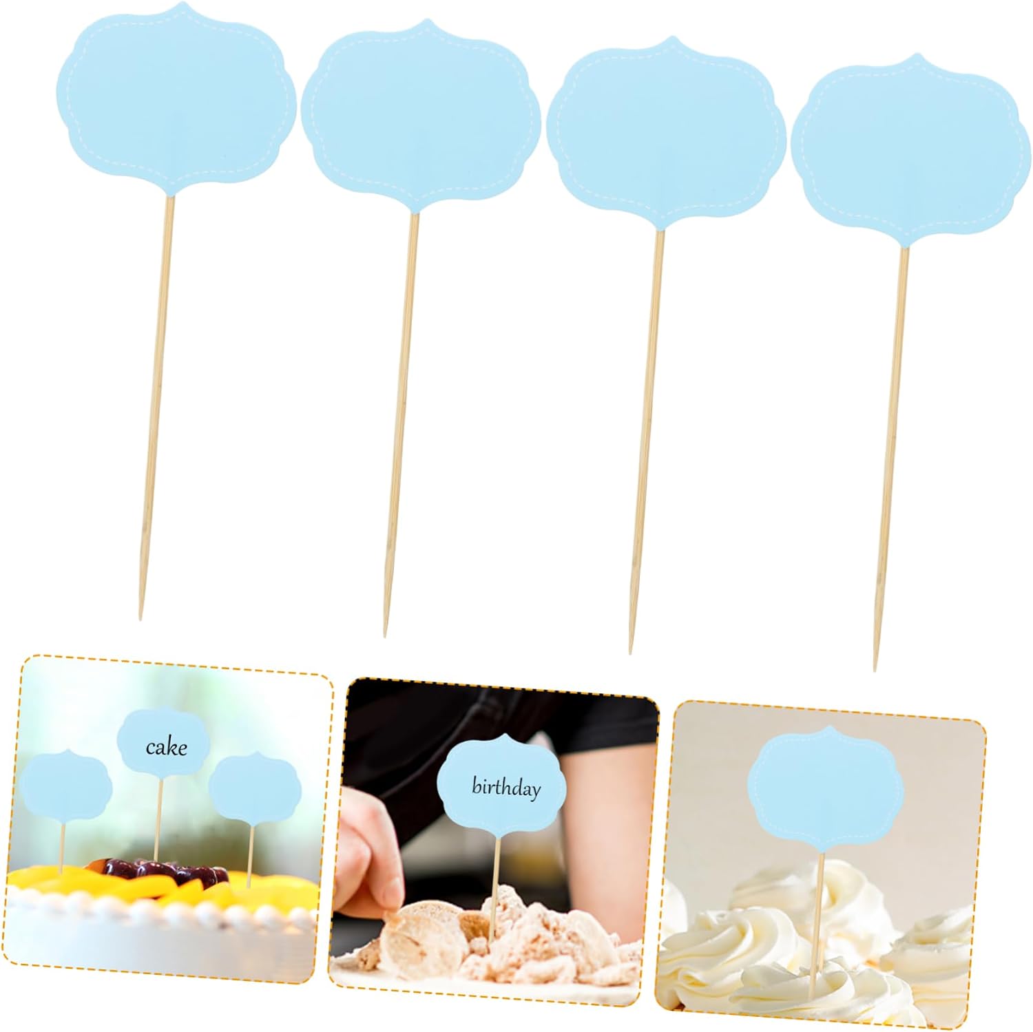 24pcs Cheese Markers Writable Paper Wood Label Signs Xmas