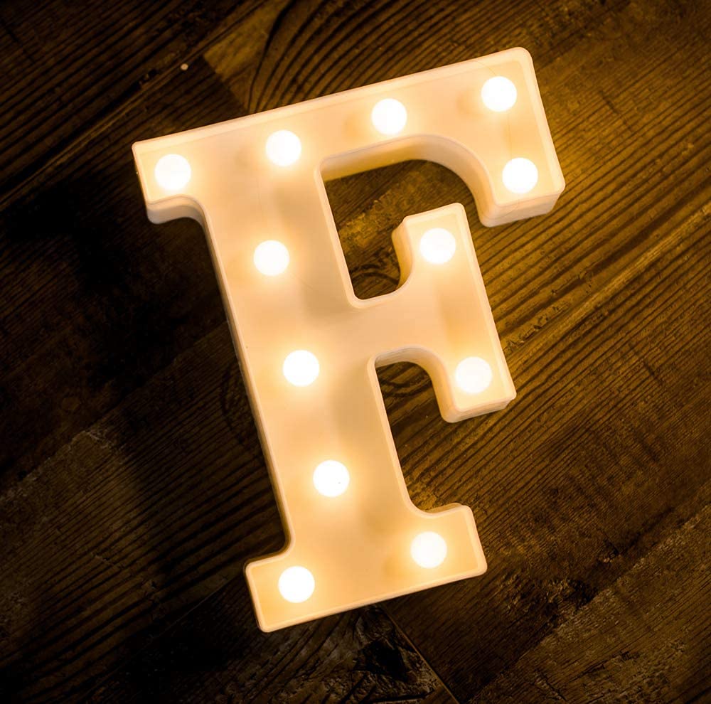 SATYAM KRAFT 1 Pcs Marquee Alphabet Letter LED Light | Decorative Name Lamp for Home, Bedroom, Wedding, Birthday, Anniversary & Romantic Gift and Night and Wall Lamp (F, Big)