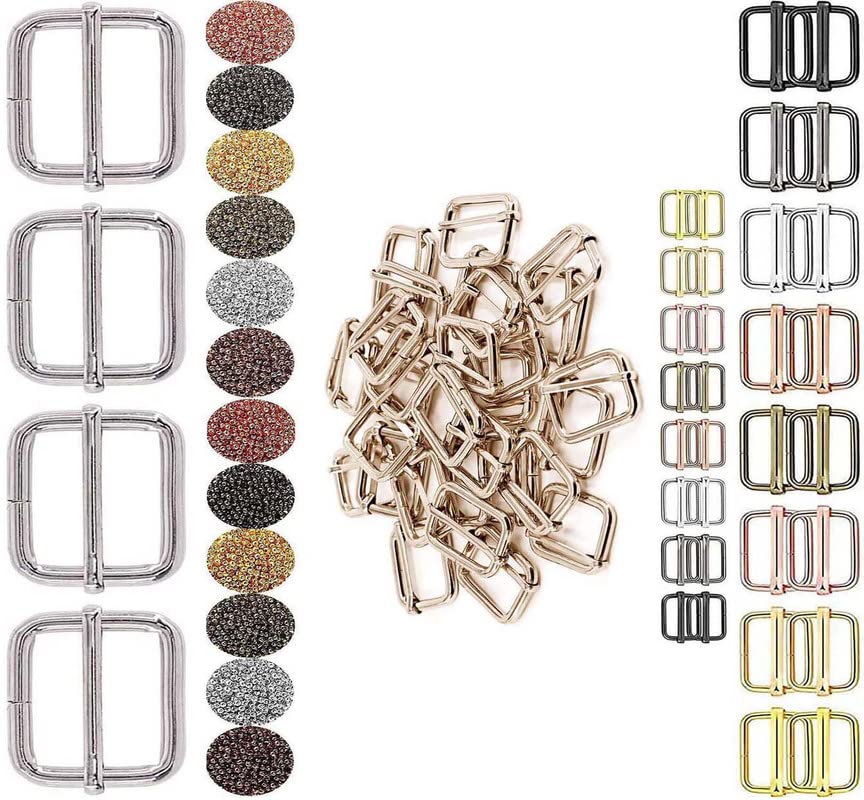 DIY Crafts 2 Pcs Slide Buckle., Antique Silver, Supply Side Slide Release Buckles Tri-Glide Slides, Nylon Webbing Straps, Plastick/Metal D Rings Snap Hooks for L (2 Pcs Slide Buckle., Antique Silver)-image-6