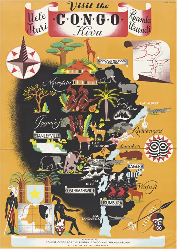 Affiche Vintage Publicités d'Antan Tourisme Monde - Congo Rwanda Poster Décoration Murale A3+ (32 x 45 cm) pour embellir et donner une touche Déco à votre Intérieur.