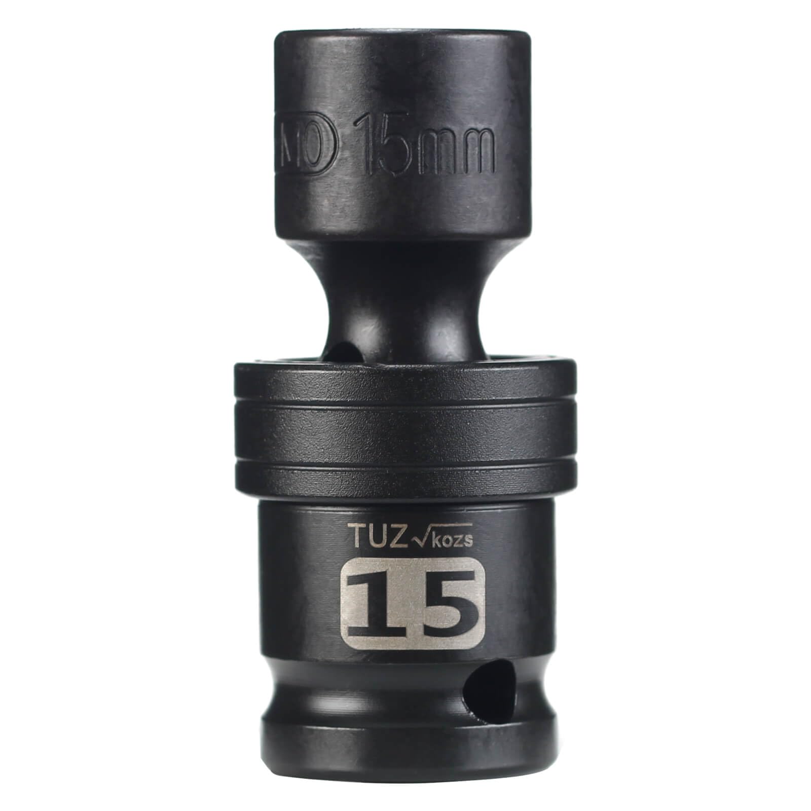 1/2" Drive Metric 15mm Shallow Universal Swivel Impact Socket, 6PT, CR-MO