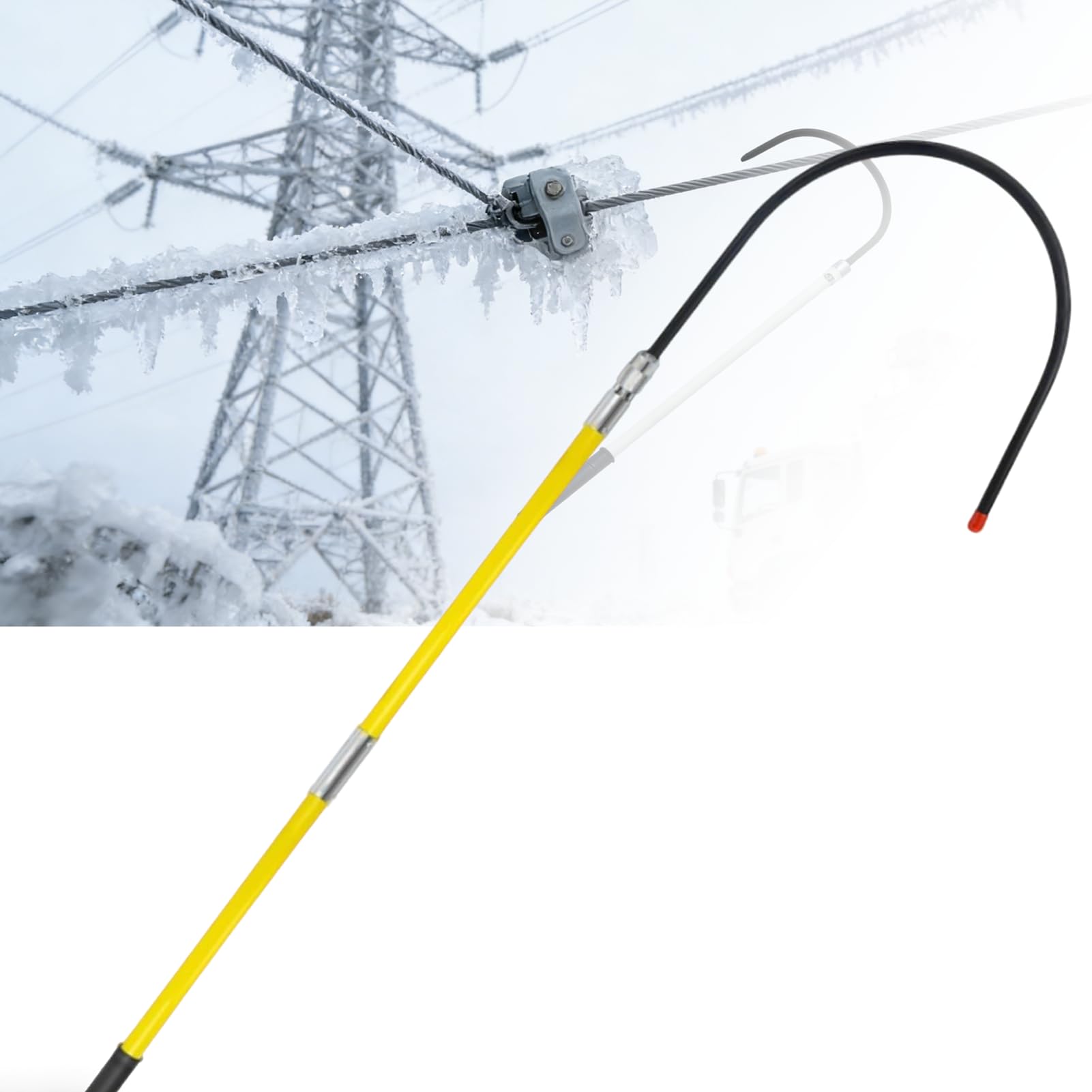 AVSMGP High Voltage Insulated Rescue Hook, 35KV-110Kv Electrical Safety Rescue Hook for Lineman, Electricians, Fire Protection, Substations & Construction with Storage Bag,yellow,3.0m/9.8ft