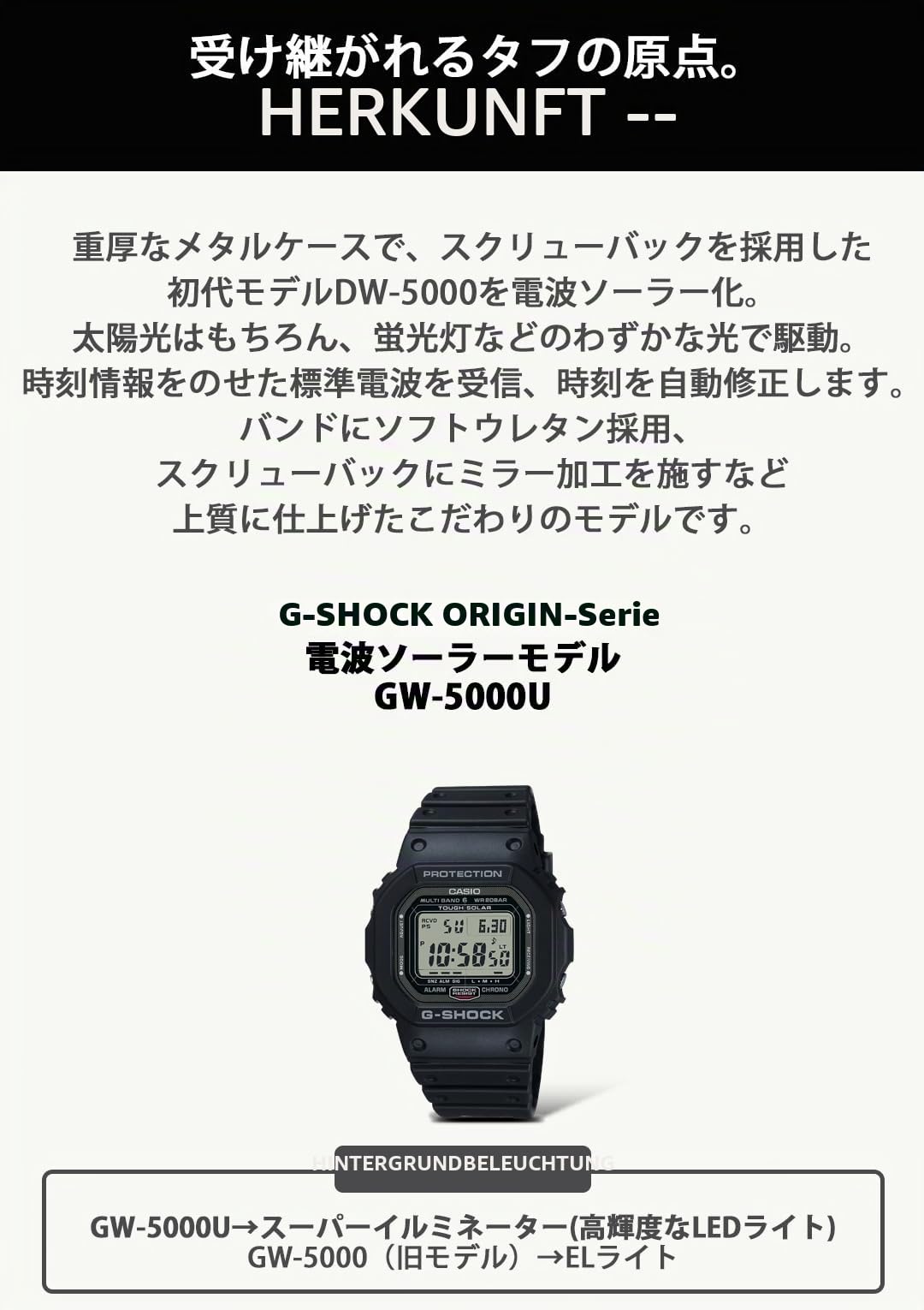 Casio G-Shock GW-5000U-1JF [20 ATM wasserdichte Solar-Funkwelle GW-5000 Serie] Versand aus Japan, schwarz, modern, Schwarz, Modern