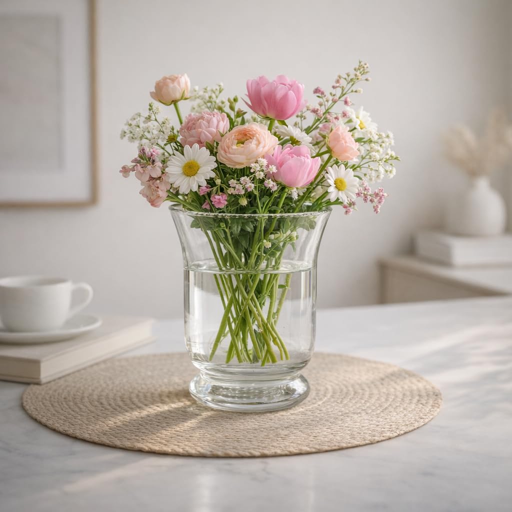 Premium Crystal Clear Glass Decorative Bowl for Home Décor | Multipurpose Fish Bowl, Terrarium & Flower Vase | Elegant Tabletop Centerpiece | 5.5 Inch-image-35