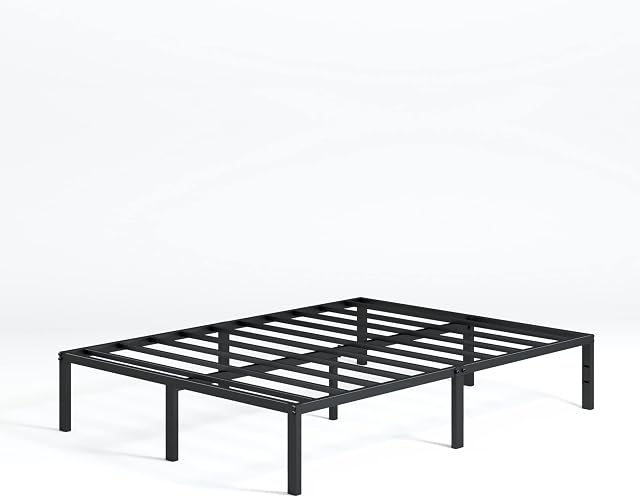 ZINUS Yelena 36 cm Metal Platform Bed Frame | Steel Slat Support | Easy Assembly | Under Bed Storage | Double | Black