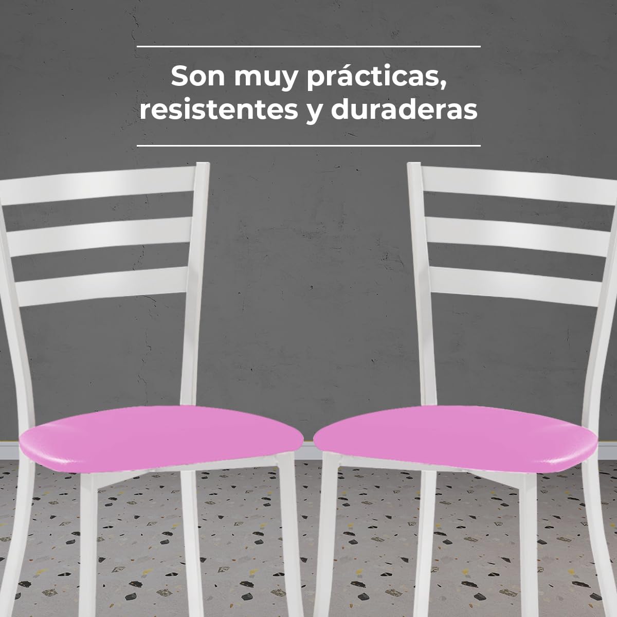ASTIMESA SCMBLRS Due sedie da Cucina, Metallo Similpelle Alluminio, Rosa, Altura de asiento 45 CMS
