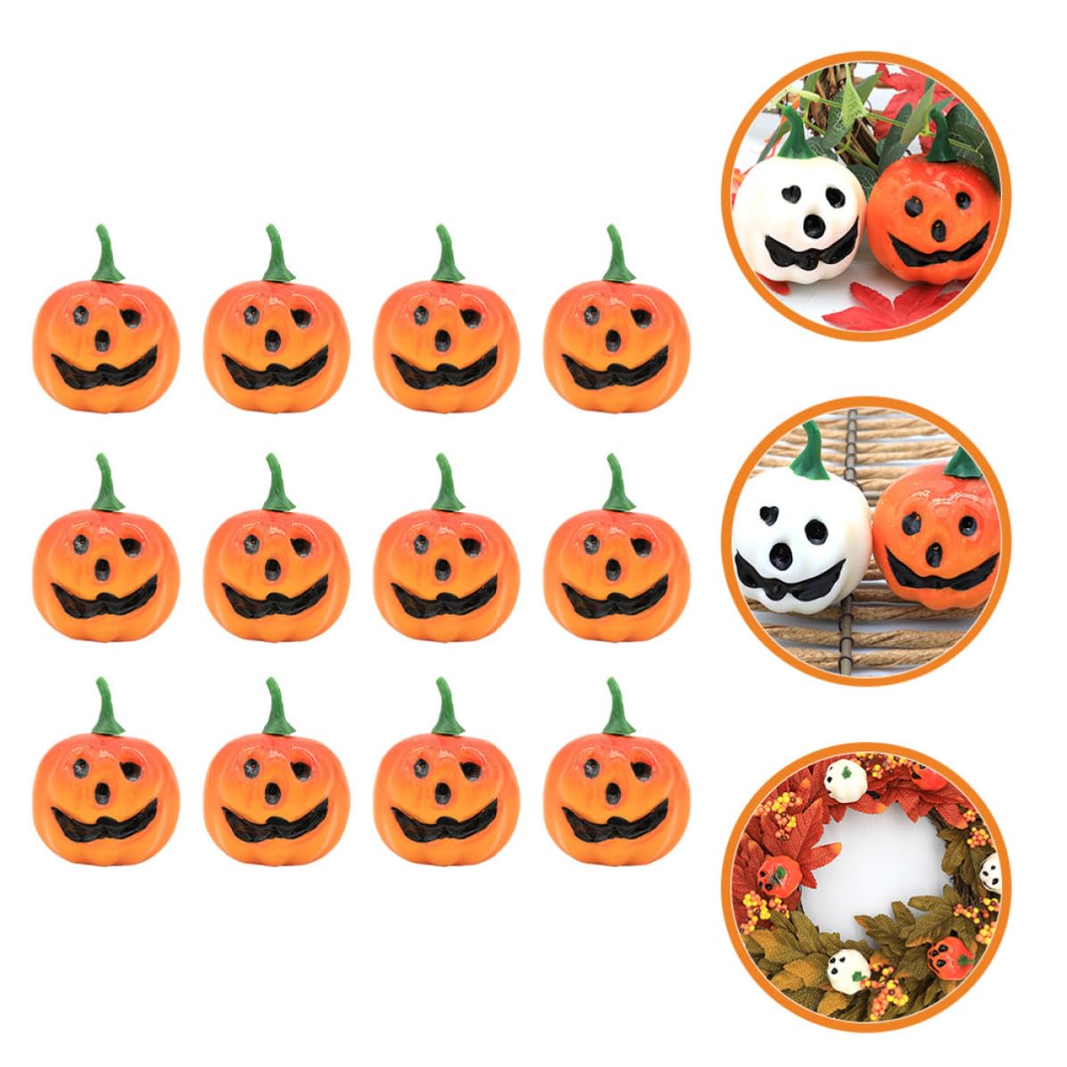 SOLUSTRE 48 Pezzi Mini Zucca Artificiale Gialla in Schiuma per Decorazioni di Halloween, Design Realistico a Forma di Zucca, per Feste e Arredamento Cucina