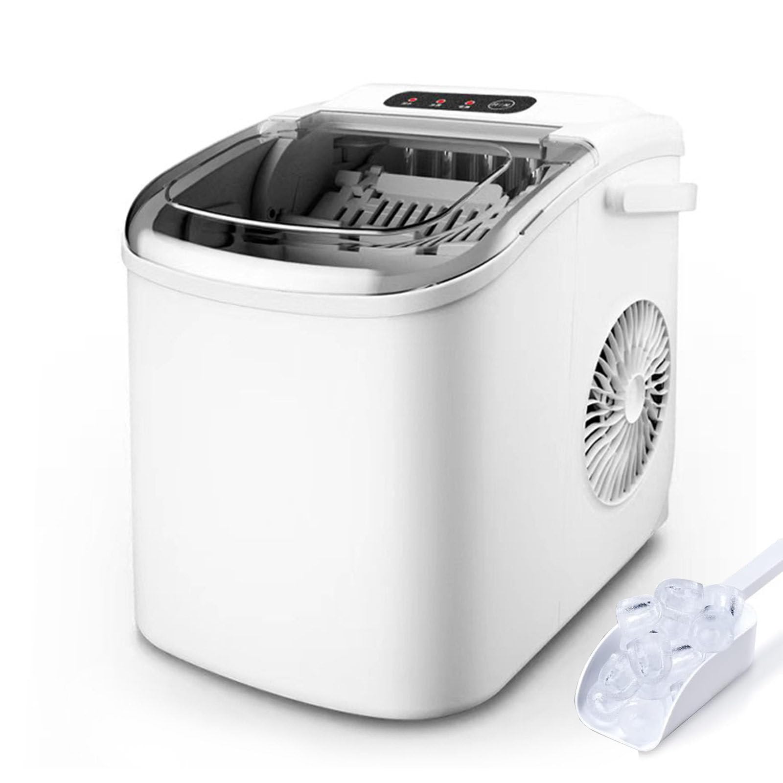 Generico Macchina per Il Ghiaccio da banco, Design Portatile, 9 cubetti di Ghiaccio in 6 Minuti, Produzione giornaliera di 15 kg, autopulente, Ideale per casa, Cucina, Ufficio, Bar (Nero)