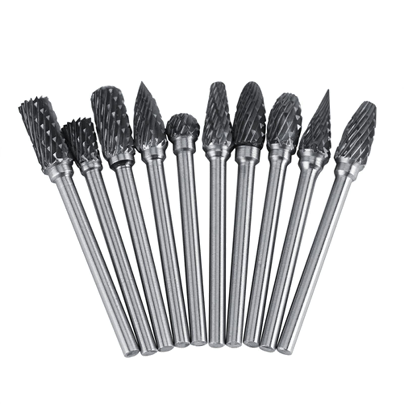 Jeu de Fraises Carbure 10 Pièces Tête 3mm Tige 6mm Double Cut en Acier Tungstène pour Gravure Métal Polissage Découpage Artisans Ateliers Bricolage Professionnels