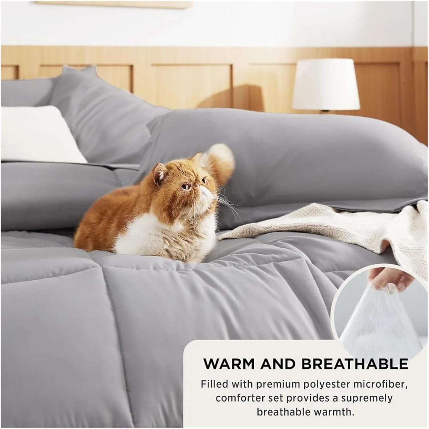 Duvet Cover -7 Piece Set of Gray Bed Cover, Bedding Set, with Sheets, Pillowcases, and Duvet Cover,Bed