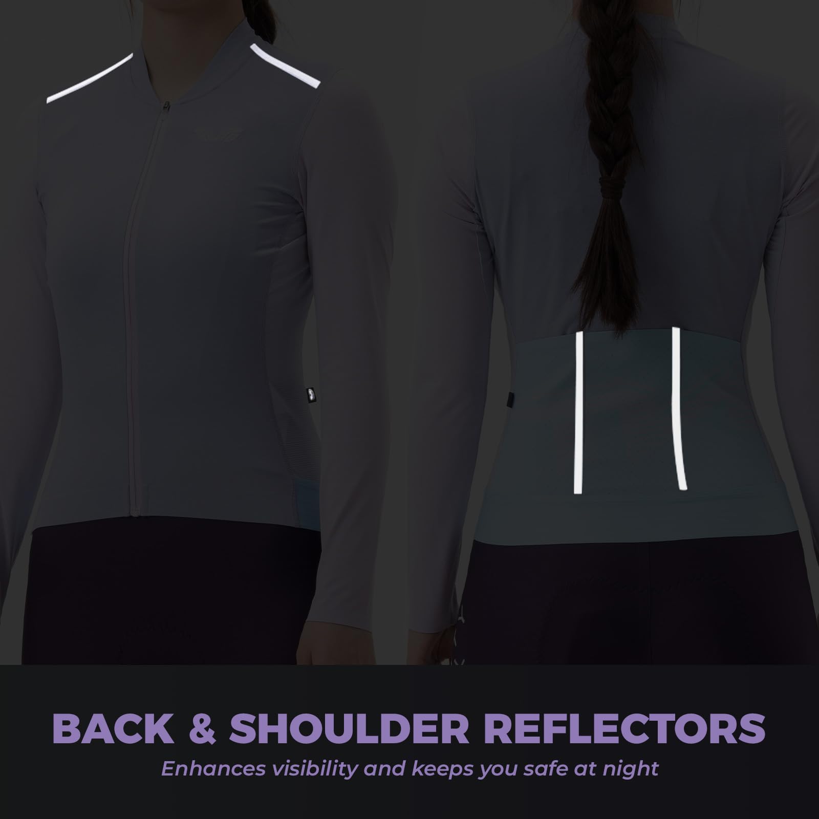 ROCKBROS TVI Damen Radtrikot Langarm mit YKK Reißverschluss | Fahrradtrikot, Jersey, Atmungsaktiv Schnelltrocknend, Rückentaschen, Rutschfest Reflektierend, für Rennrad MTB Training