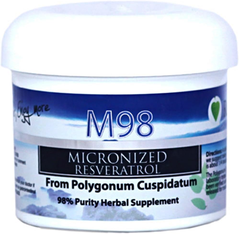 M98 Micronized Resveratrol by Revgenetics | Ultra-Premium 98% Pure Trans-Resveratrol (Polygonum Cuspidatum) 25 Grams Container