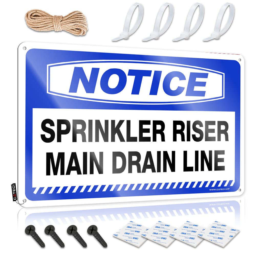 Tinsign Decor Notice Sprinkler Riser Main Drain Line Tin Sign Funny Tin Metal Signs Tin Sign For Man Cave(20X30CM)