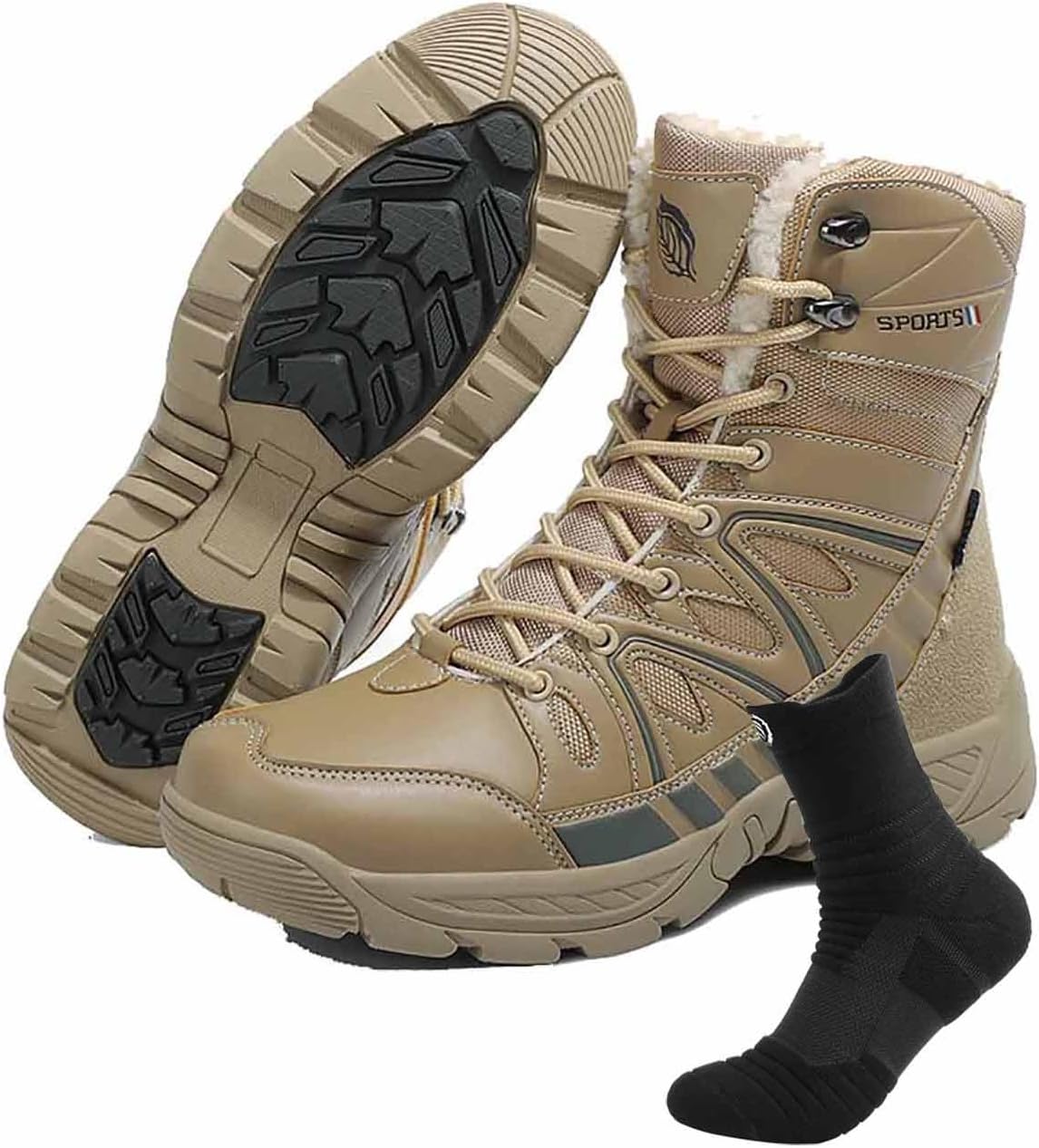 CLSQLXYJZC Men's Desert Combat Boots, Breathable Military Combat Desert Boots with Sports Socks Lightweight Hiking Boots Men's Tactical Work Boots Outdoor Boots