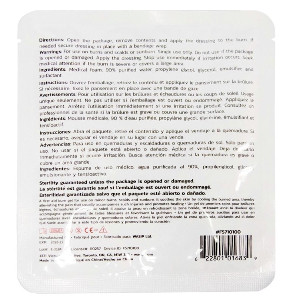 Redi-Medic 4 x 4 Sterile HydroGel Burn Bandages for Minor Burns; Add to Your First Aid Kit; Burn Dressing for Sunburn, Scalds & Emergencies, (2 Burn Pads)