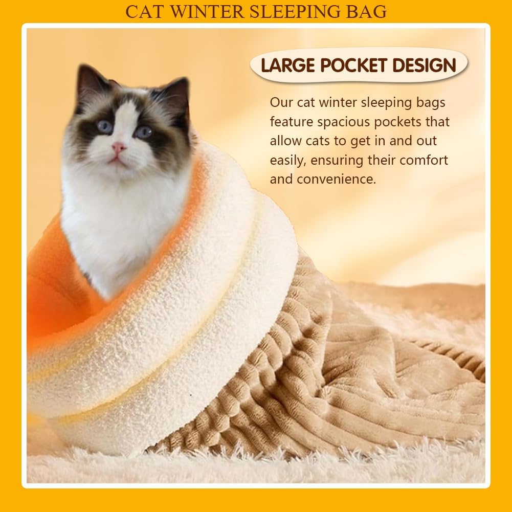 AESZITTEW Large Cat Sleeping Bag - Self-Warming Pet Bed For Cats, Dogs & Small Animals