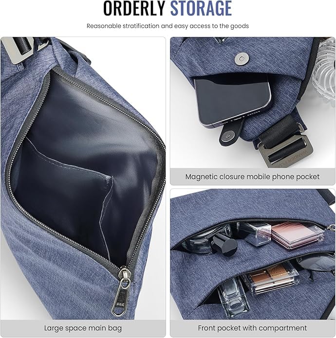 Image of WANDER PLUS Anti Theft Crossbody Travel Bag for Women Men, Multi-Pocket Crossbody Bag, Slim Sling Bag