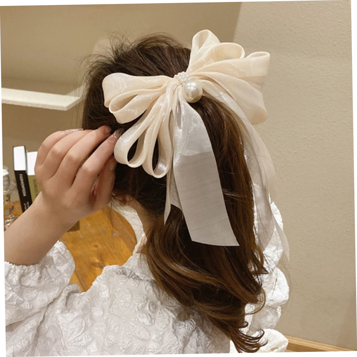 minkissy 10piezas Clips De Pelo De Perlas Para Mujeres y Niñas Lazos De Moda Accesorios De Hair Bow Para Ocasiones