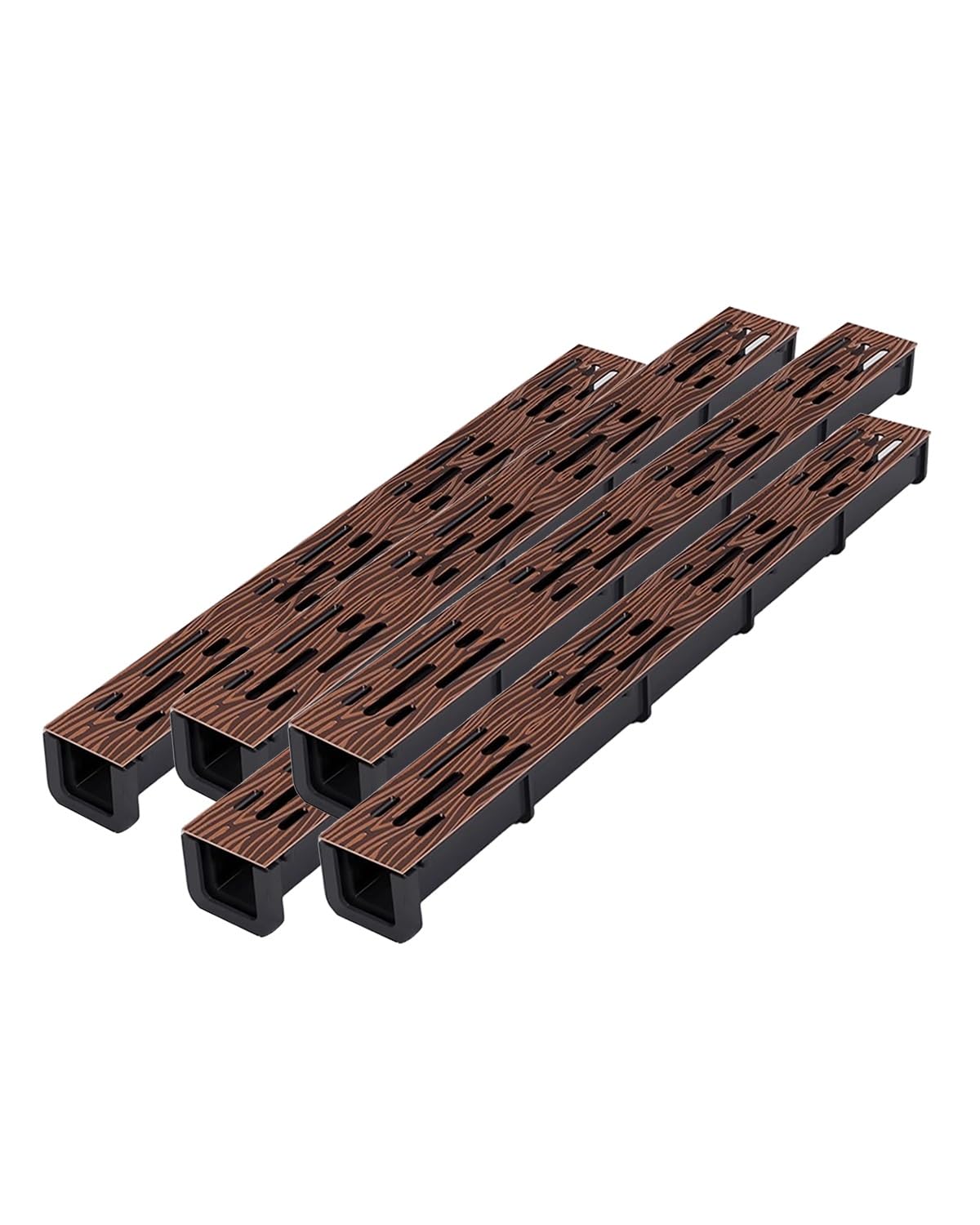 Grilles de caniveau imitation bois en acier inoxydable 304 pour évacuation extérieure x5