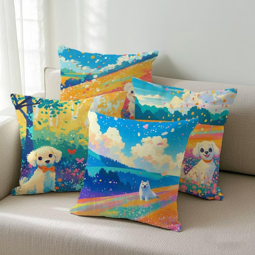 Fundas Cojines 80x80 cm Exterior Cojines Rural Fundas de Almohada Juego de 4,Cuadrados Funda Cojin Cachorro Almohadas con Cremallera,Sofa Cama Decorativos para Hogar,Jardín,Salón y Dormitorio Ym517
