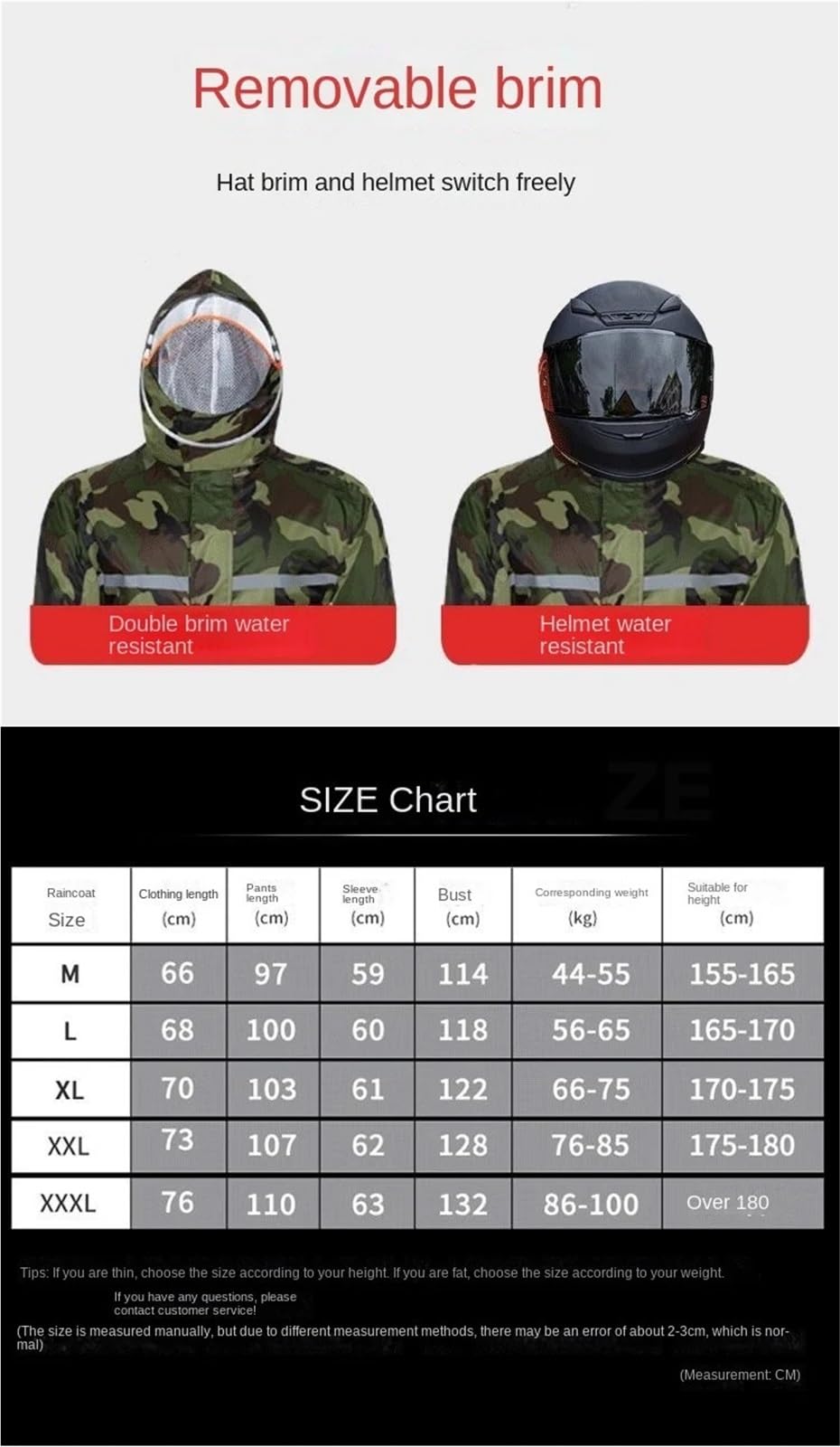 Tuta Antipioggia Moto Impermeabile Antipioggia, Pantaloni da Pioggia, Tuta Divisa, Impermeabile, Uomo e Donna, Moto