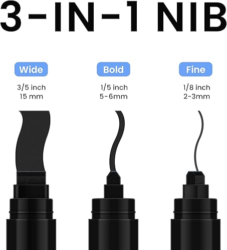 Miniatura 3 de BIGTHUMB Marcadores de tiza blanca y negra, marcadores de pizarra lavables gigantes para automóvil, marcadores de tiza líquida de 0.59 pulgadas para