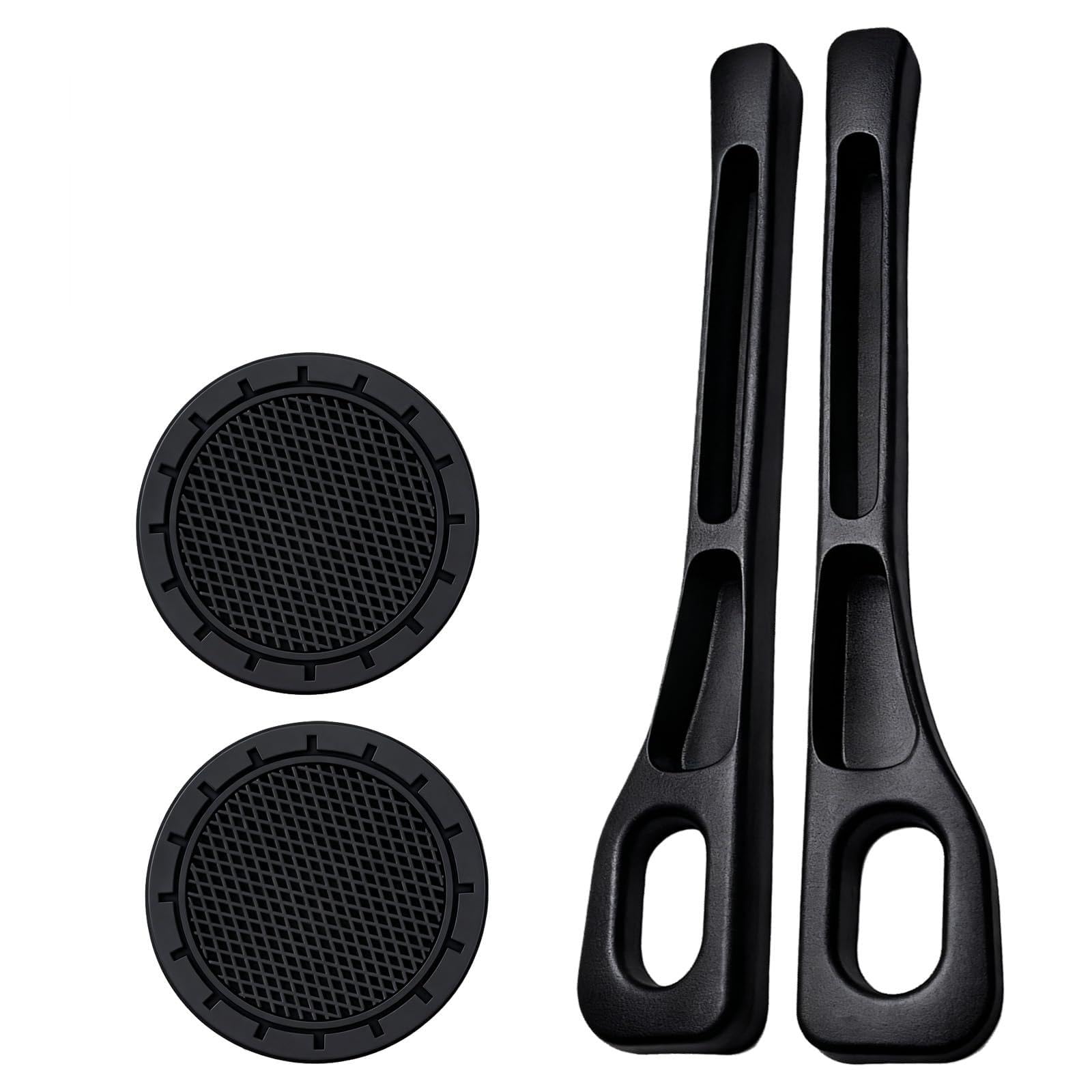 Sotbnna Black 4Pcs Car Organizer, Stable Storage Car Seat Gap Filler, Cup Holder Coaster, Universal Leak-Proof Side Gap Filler For Phones, Keys, Cards For All Cars, Suvs, Trucks (Black)