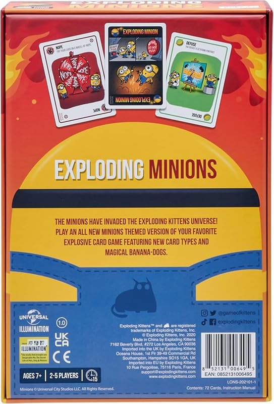 Image of Exploding Minions Board Game | A Fun Russian Roulette Card Game, Perfect for Family-Friendly Parties | Suitable for Kids, Teens, and Adults - 2-5 Players