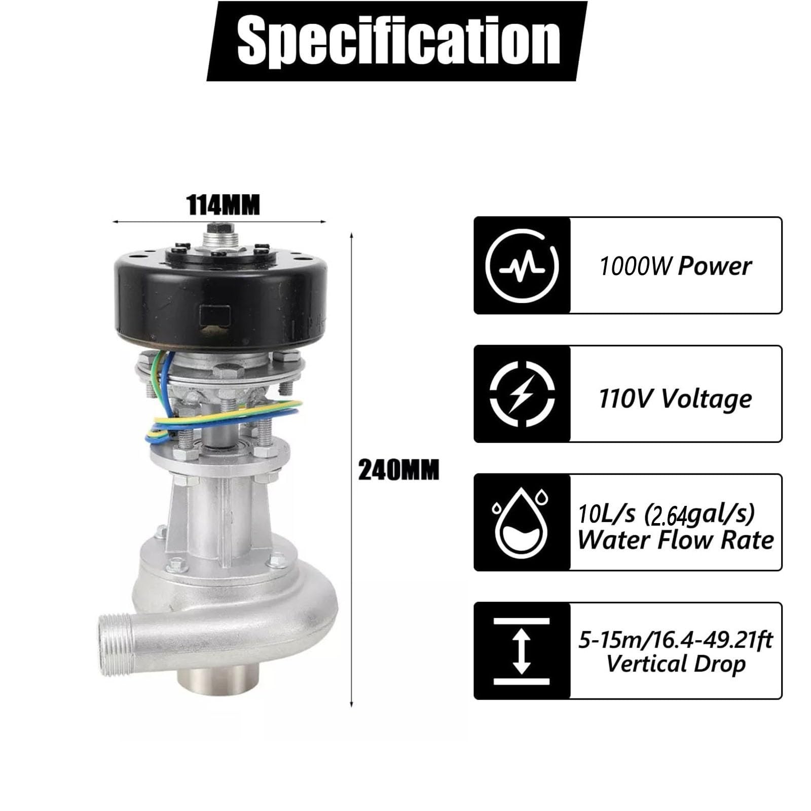 Generatore Idroelettrico 1000W 110V-220V Turbina Acqua Micro Hydro 50Hz