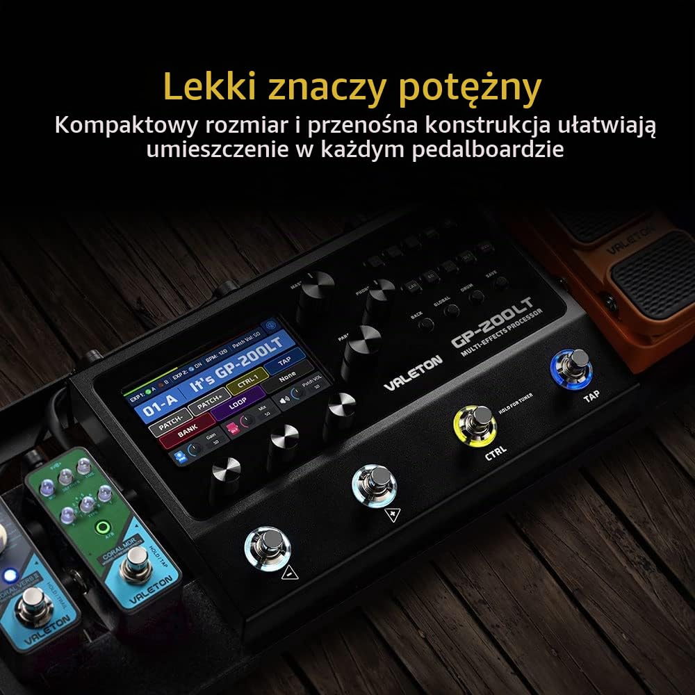 Valeton Gitara basowa efektów z wieloma efektami, procesor, gitara, bas, modelowanie, IR, z FX Loop MIDI I/O Expression Stereo OTG USB Audio Interface GP-200LT