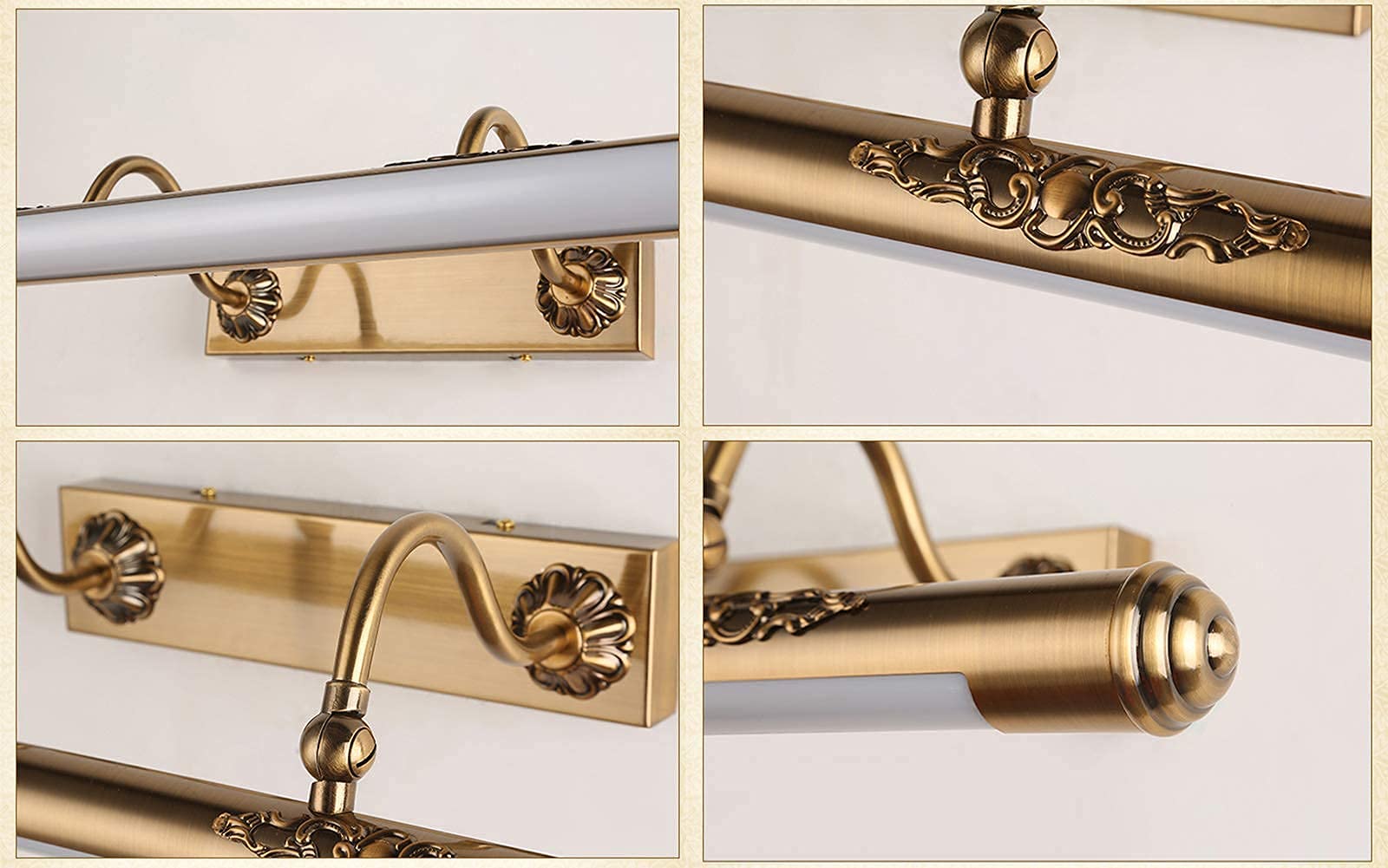Lampe de Miroir LED rétro pour Miroir, Applique Murale de Salle de Bain, Lampe de Miroir étanche en Laiton, Lampe Murale réglable pour Miroir de Bain, Lampe Murale de Maquillage Antique, Lam