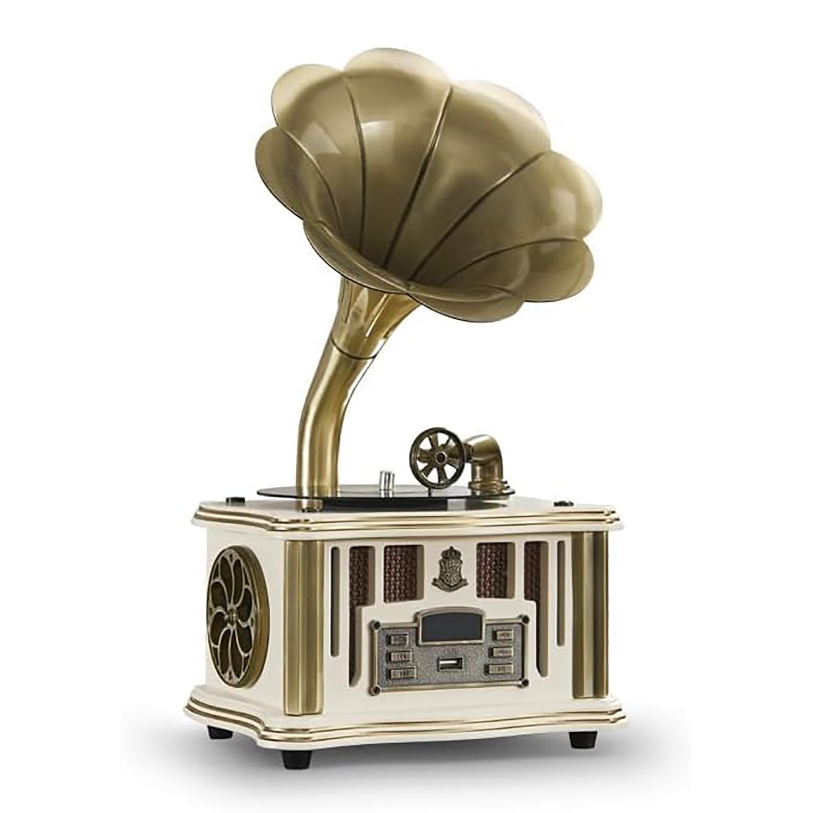 Gramofon gramofon, odtwarzacz płyt winylowych, wbudowany głośnik 3,5 mm Aux-in/USB/FM, funkcja Bluetooth / symulowane ramię turbiny, do domu / biura