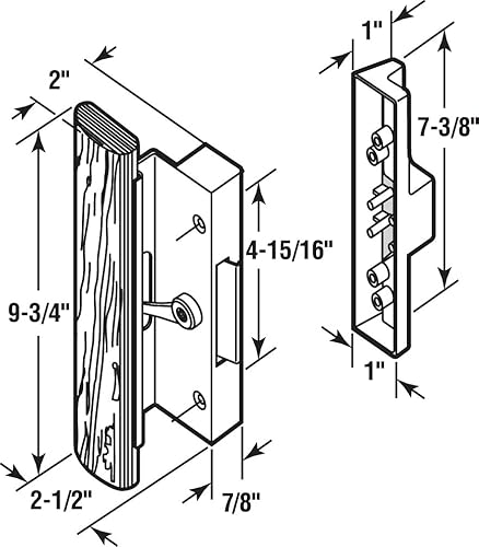 Miniatura 2 de Slide-Co 141753 Manija de puerta corredera fundida a presión negra con mango de madera (paquete individual)