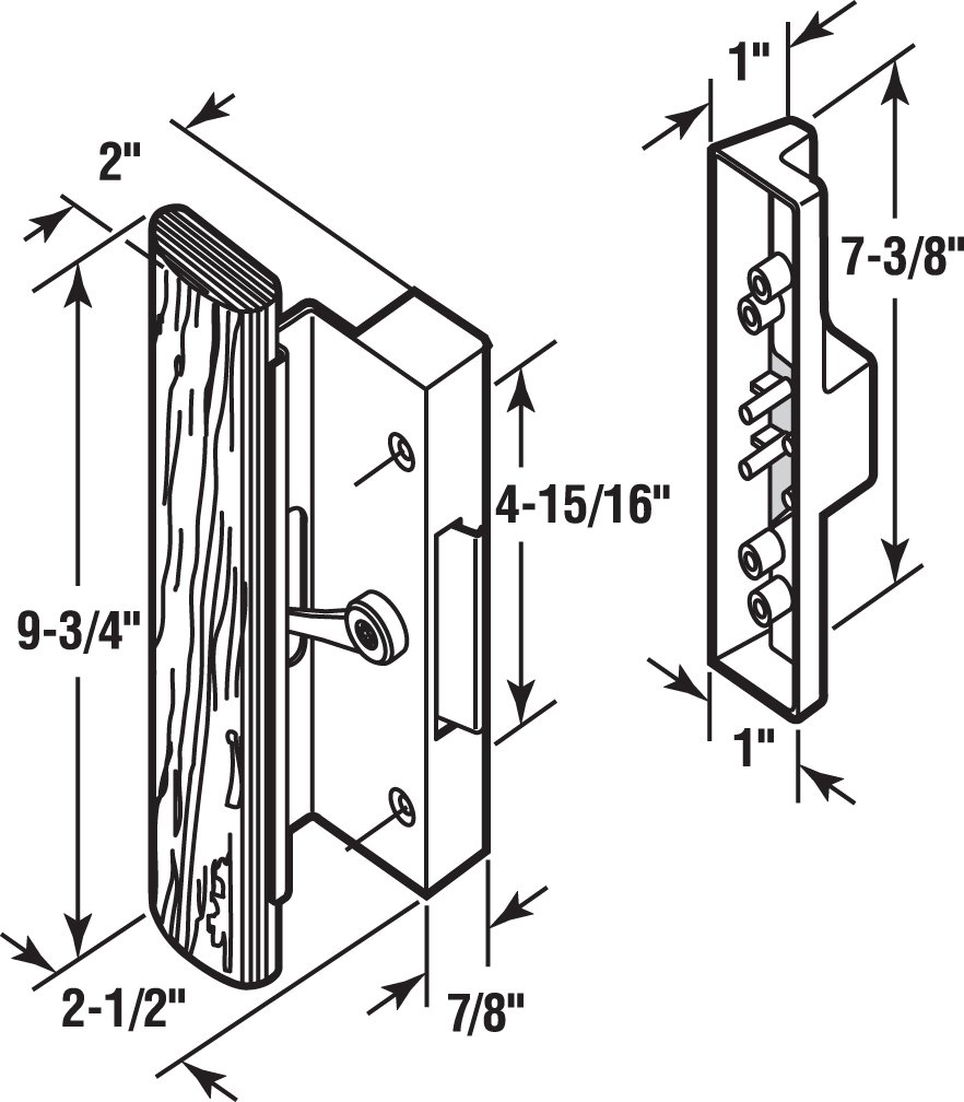 Prime-Line C 1126 Sliding Door Clamp Style Handle Set, 4-15/16 in., Wood Handle, Extruded Aluminum, Black, Pack of 1 - Image 2