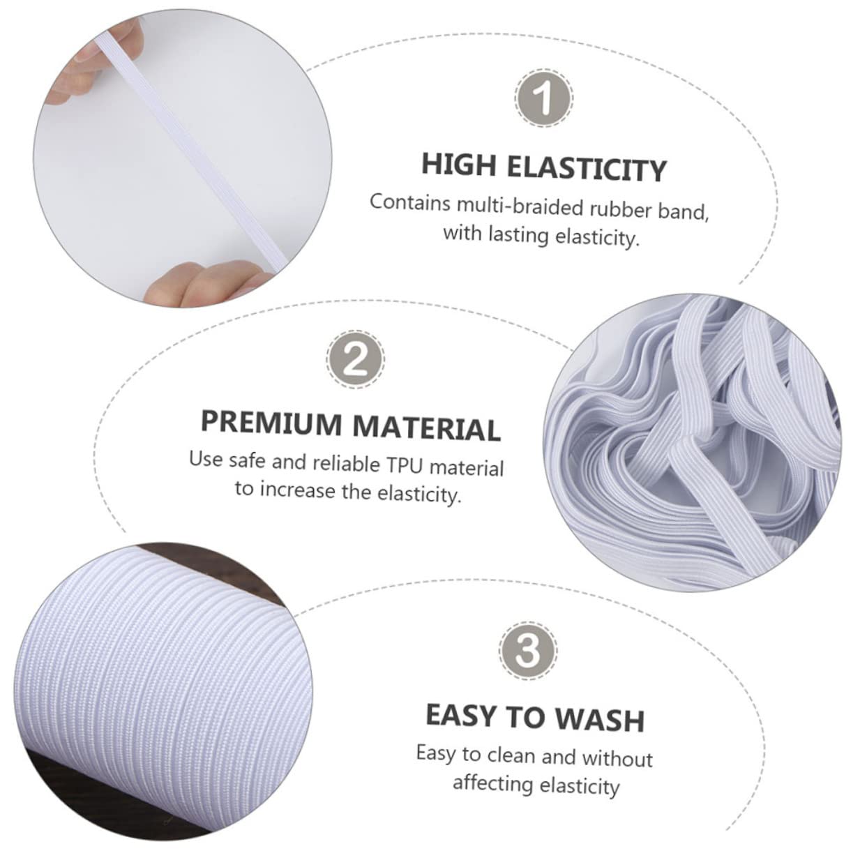 Uonlytech 2 Banda Elastica Biancheria Intima Pantaloni Abbigliamento Fascia Elastica Accessorio per Cucire Indumenti Cordoncino Elastico per Cucire Biancheria Intima Bande Bianca