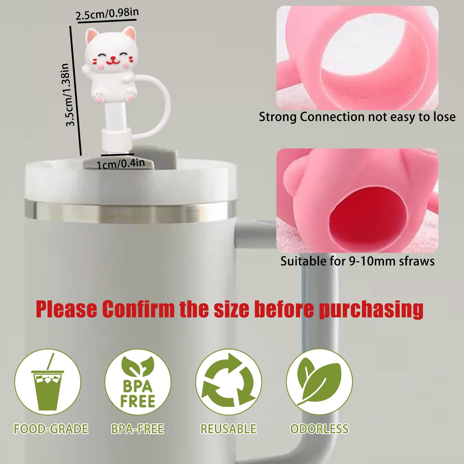 Paille Bubble Tea Gourde Stanley Cup Couvercles Pailles Stanley Cup - Lot De 10 - Silicone Anti-poussiu00e8re - Design Fun (ours, Fleurs...) Gourde Stanley Avec Paille Paille En Verre