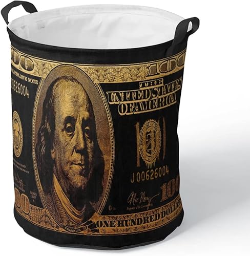 Miniatura 8 de Cesta de lavandería negra de 100 dólares, cesta grande para ropa sucia de baño para hombre, decoración de dinero genial para dormitorio, baño,