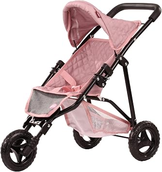 Gotz 3403369 3-Wheel Doll Buggy Soft Mood - Suitable for All Gotz Dolls with Storage Basket and Adjustable Sunshade