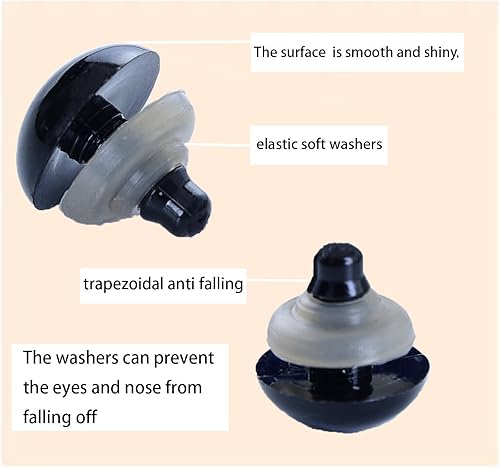 Miniatura 4 de Zhbrchz Ojos de seguridad de plástico negro de 0.94 pulgadas, 80 unidades, con arandelas para Amigurumi, osos de ganchillo, animales de peluche,