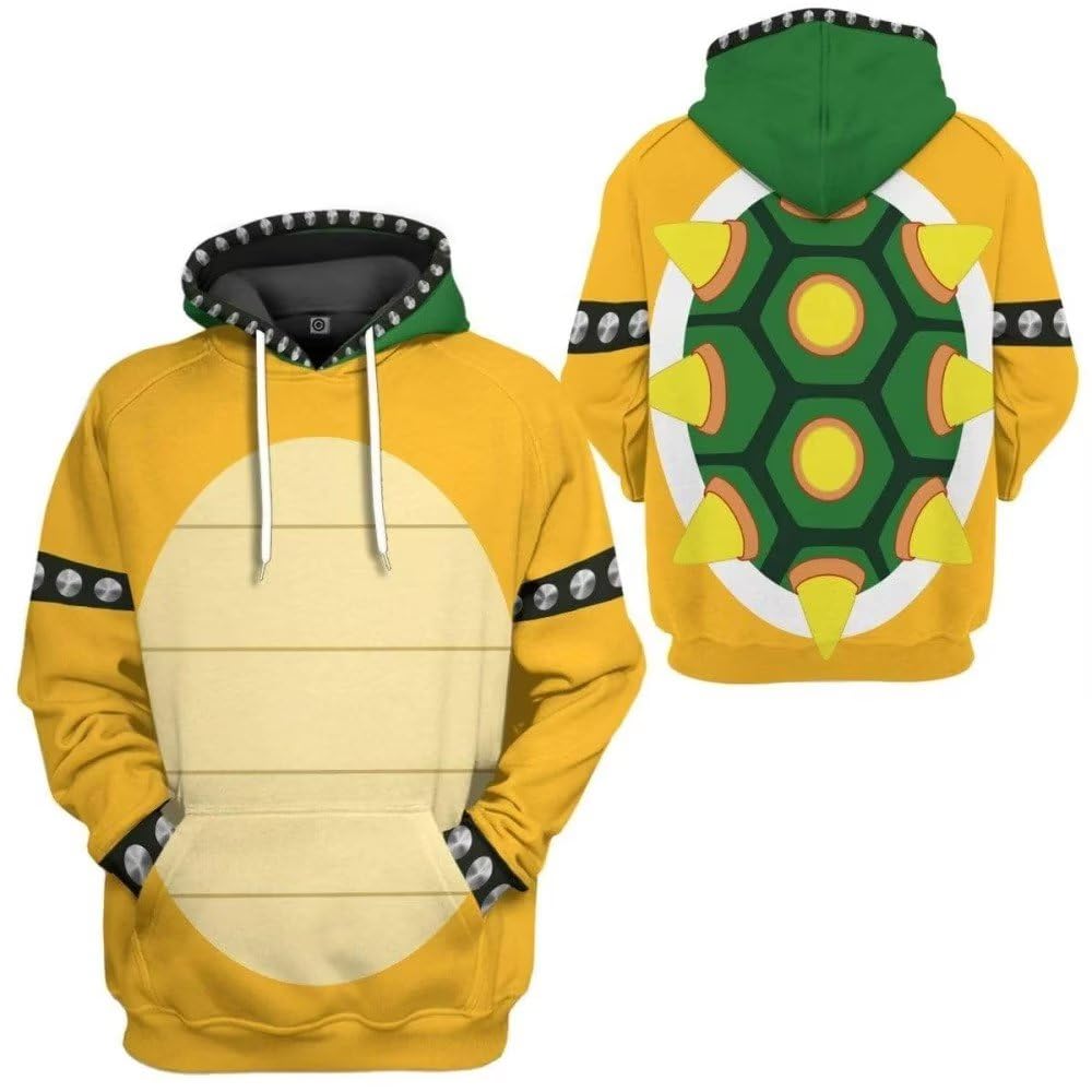 fczfczklk Super Brothers Peach Luigis Bowser 3D Printed Hooded Sweatshirt pullover Cosplay Comics Costume (Medium, Yellow)