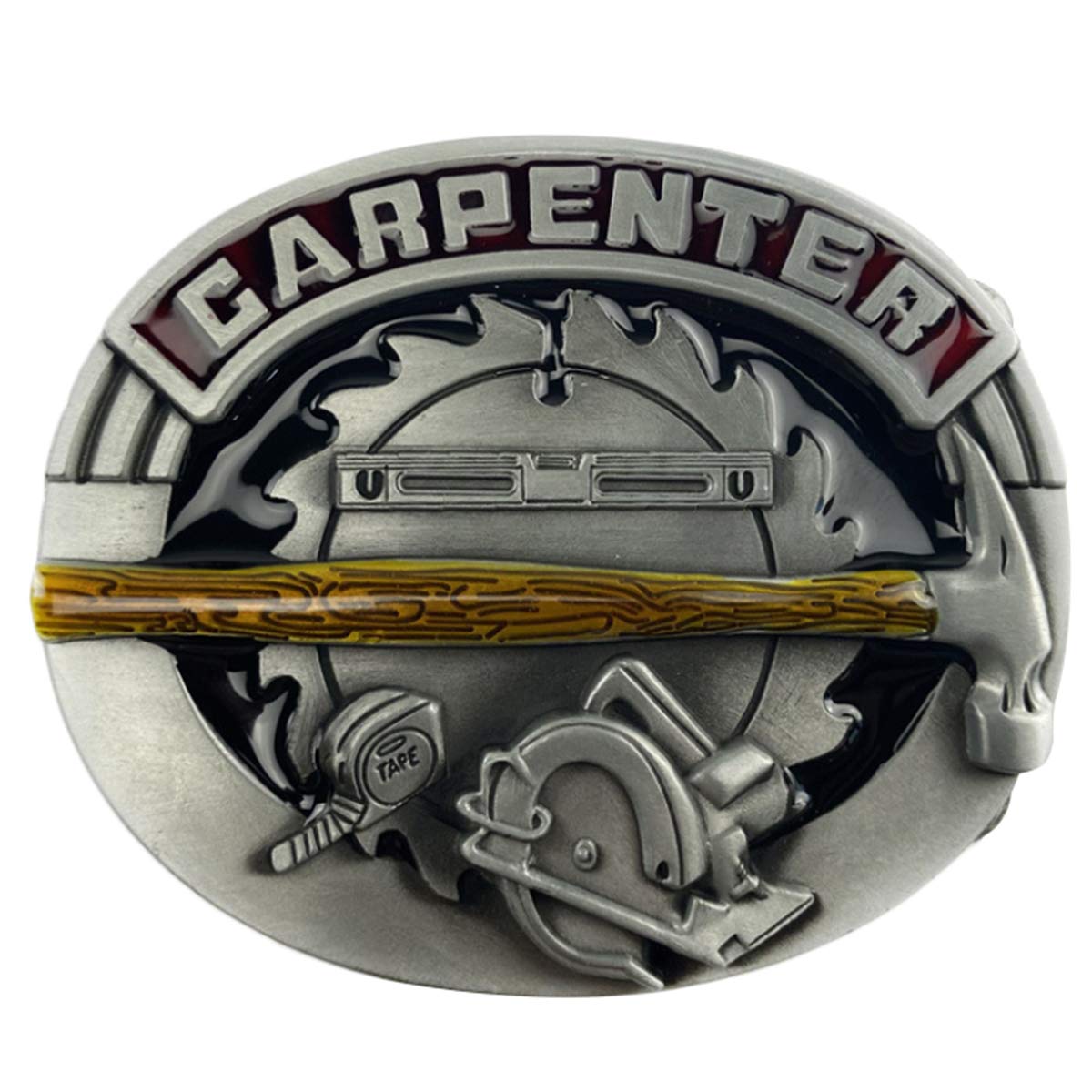 Daisybaby Men's Style 11 Novelty Carpenter Belt Buckle Simple Western Cowboy Oval Belt Buckles