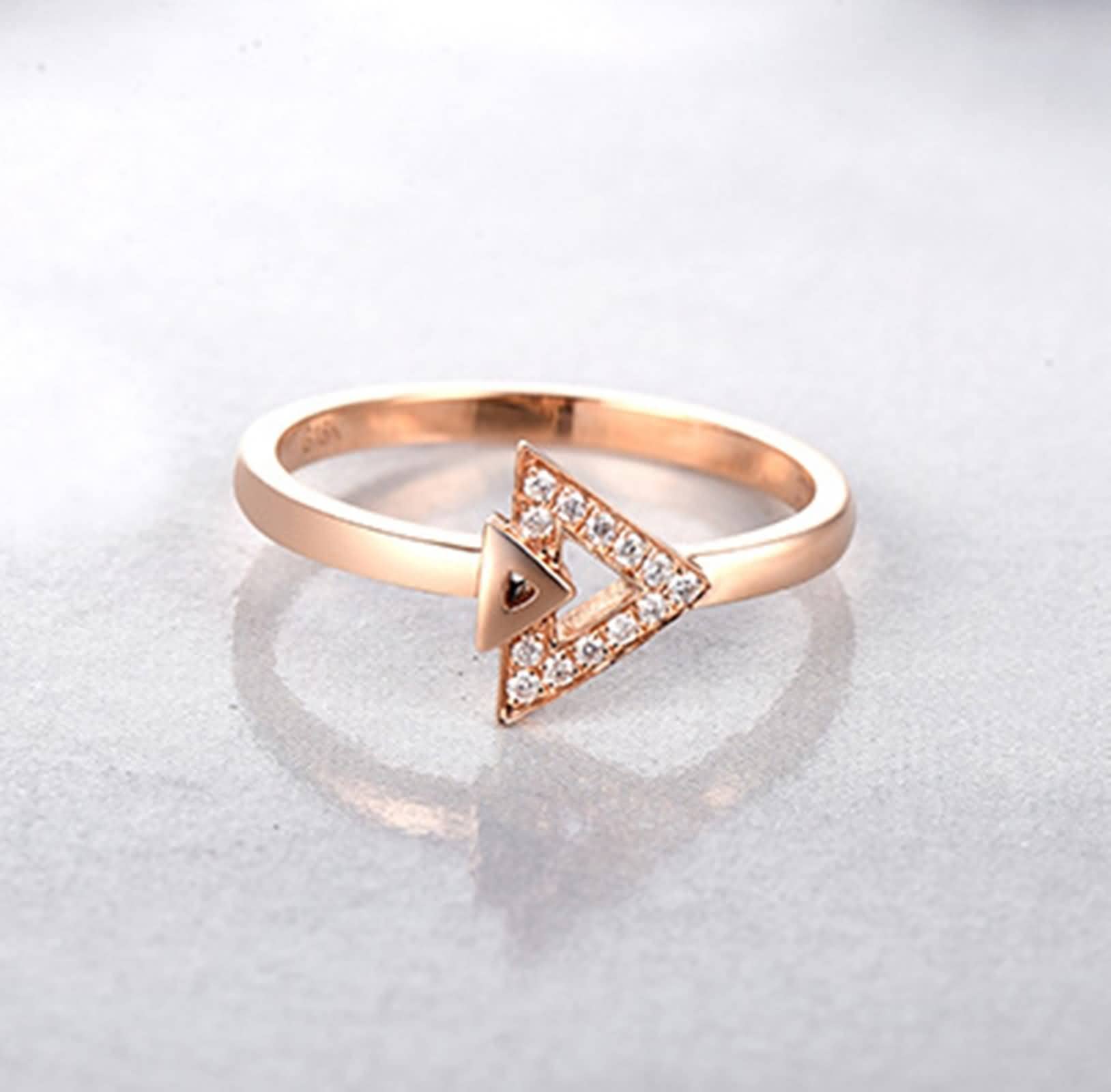 Bague Ado Fille Alliance Couple Bague Or Rose 750 Cadeau Amoureux Bague Triangle