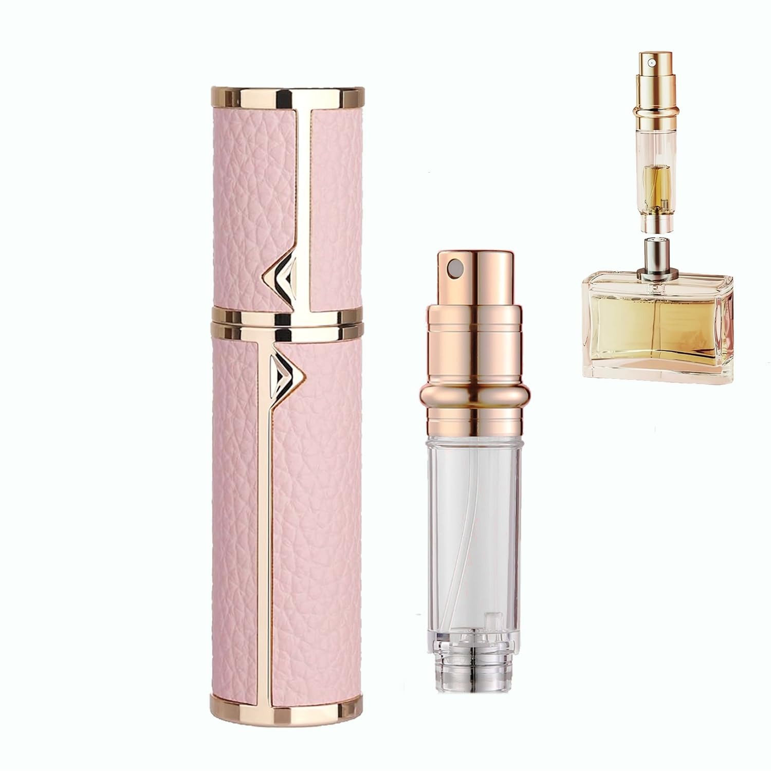 SAWOHO Travel Perfume Bottle Refillable,Perfume Travel Refillable Mini Spray Bottles Leather Cologne Dispenser, Portable Empty Spray Bottle Cologne