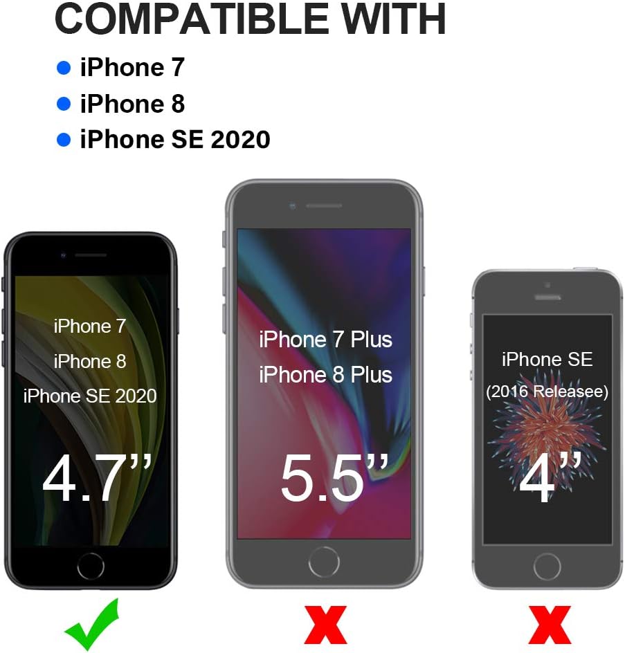 Anuck Phone Case for iPhone SE 2020 Case, iPhone 8 Case, iPhone 7 Case 4.7", Non-Slip Liquid Silicone Gel Rubber Bumper Soft Microfiber Lining Hard Shockproof Full-Body Protective Cover, Black : Cell Phones & Accessories