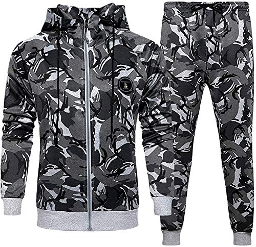 Conjunto de chándal para hombre con diseño de camuflaje Camuflaje gris L