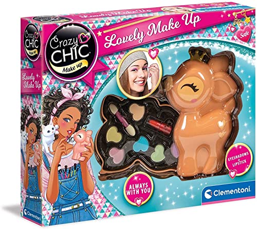 Clementoni | Crazy Chic Palette de Maquillage Faon 6 Ans+ | Forme Transportable avec 6 Fards à Paupières, Rouge à Lèvres et Applicateur | Maquillage Lavable et...
