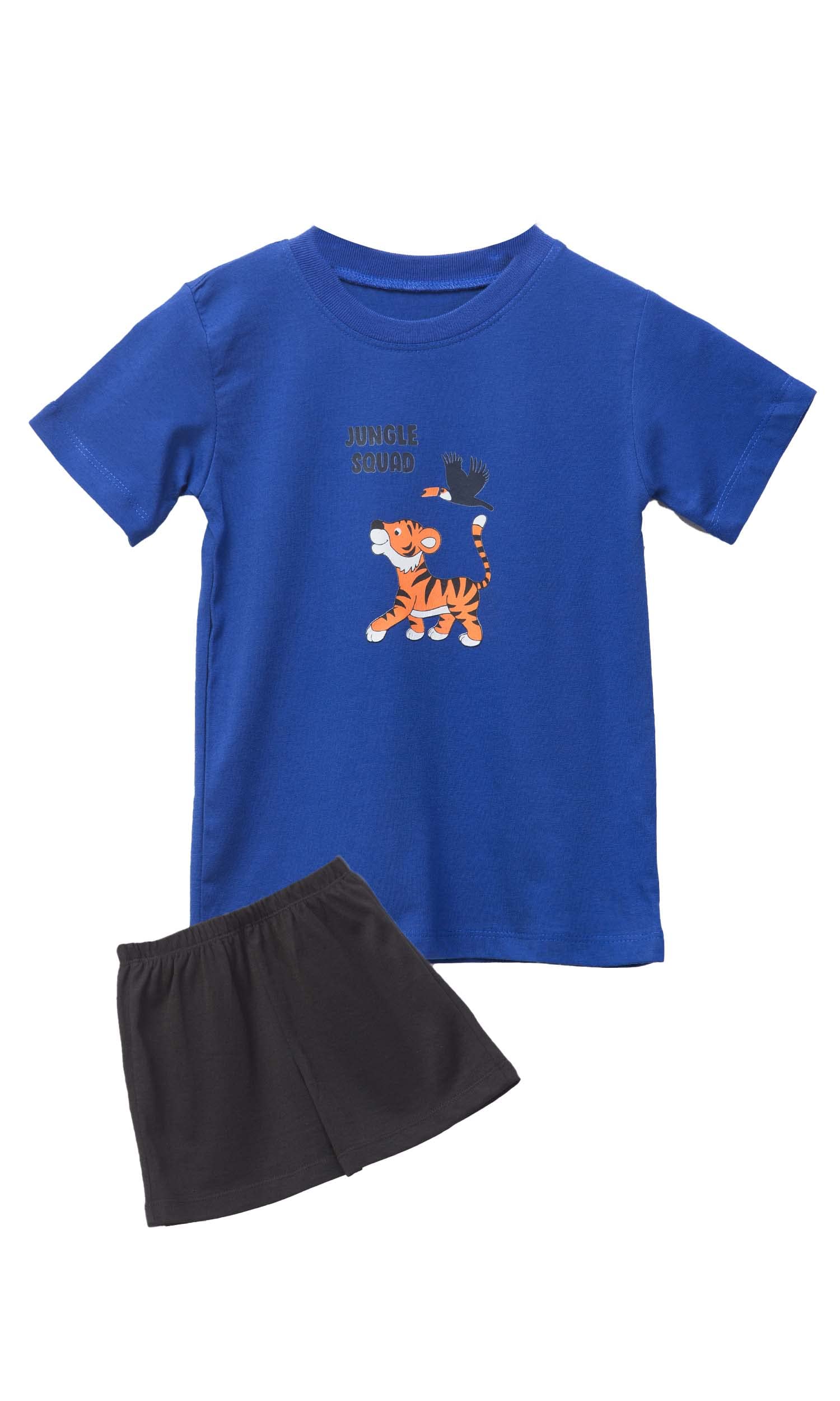 Kidzzycool Unisex Kids Regular fit Blue Jungle Squad Tshirt & short/Half Pant Set