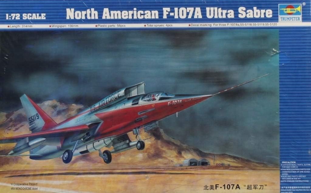 Trumpeter 1:72 North American F-107 A F-107A Ultra Sabre Plastic Kit #01605